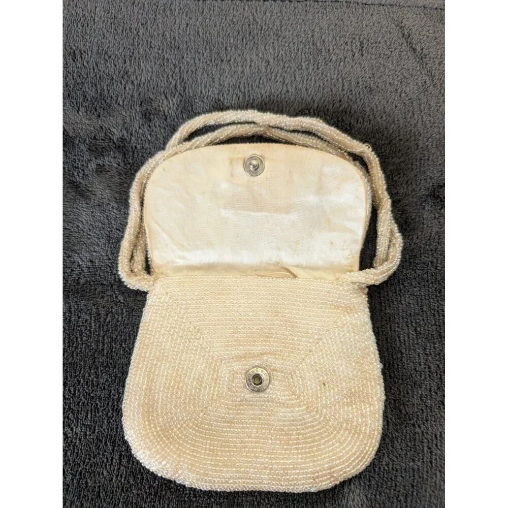 Vintage Midcentury Richere Bag by Walborg Japan Mini‎ Cream Beaded Handbag